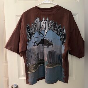 Godspeed JFK to MIA 'Mocha Wash' T-shirt, 100% Cotton, S